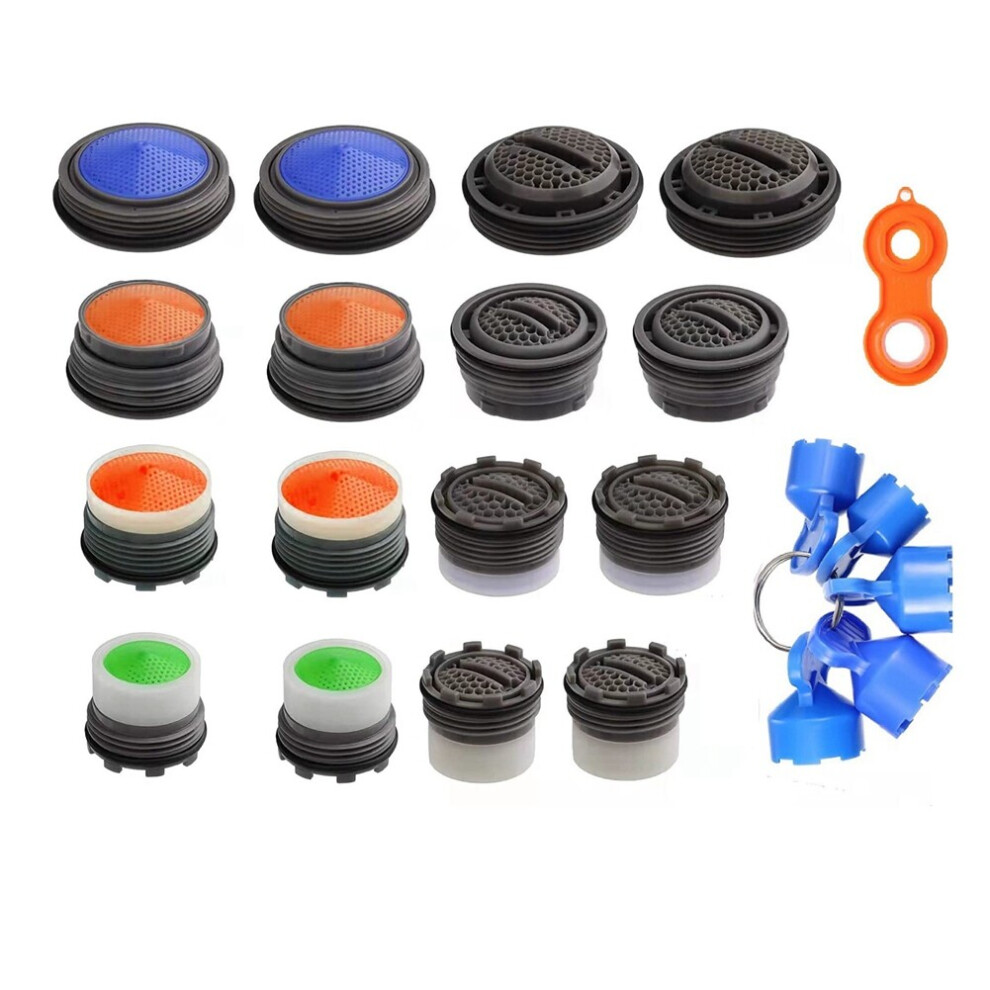 16 Pieces Faucet Aerator for Cache Aerators and 5 Pieces Cache Faucet Aerator Key Removal Wrenches Cache Aerators