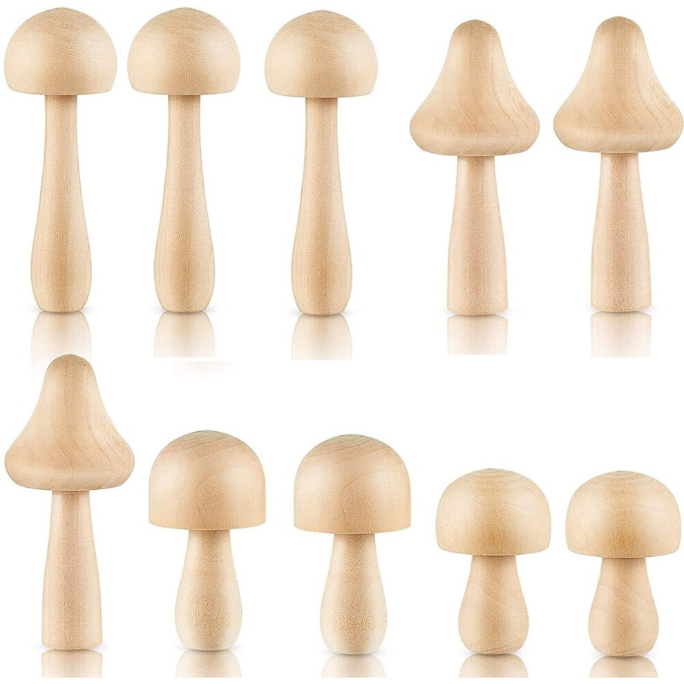 Tlily 10 Pieces Big Sizes Unfinished Wooden Mushroom Unpainted Wooden Mushroom For Arts And Crafts Projects Decoration