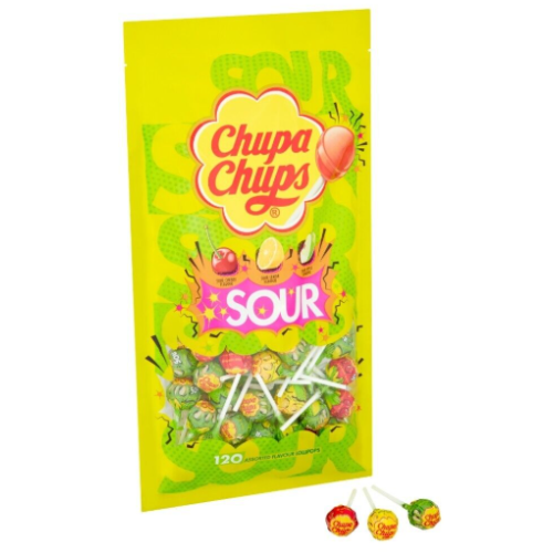 Phoenix Chupa Chups Sour 120 Assorted Flavour Sour Lollipops 1.4kg