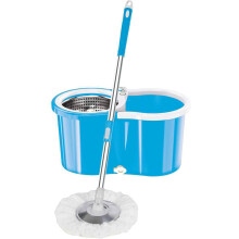 (Blue) MantraRaj Spinning 360° Rotating Spin Floor Mop and Bucket Set with 2 Microfibre Cleaning Mop Heads and Telescopic Easy Press Handle