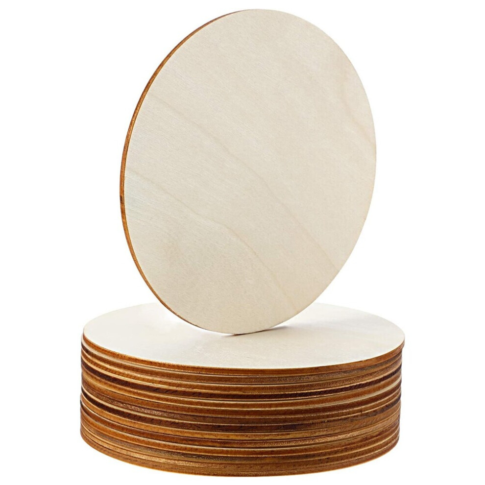 Tlily 5 Inch Unfinished Wood Circle Round Wood Pieces Blank Round Ornaments Wooden Cutouts For Diy Craft Project, Decoration