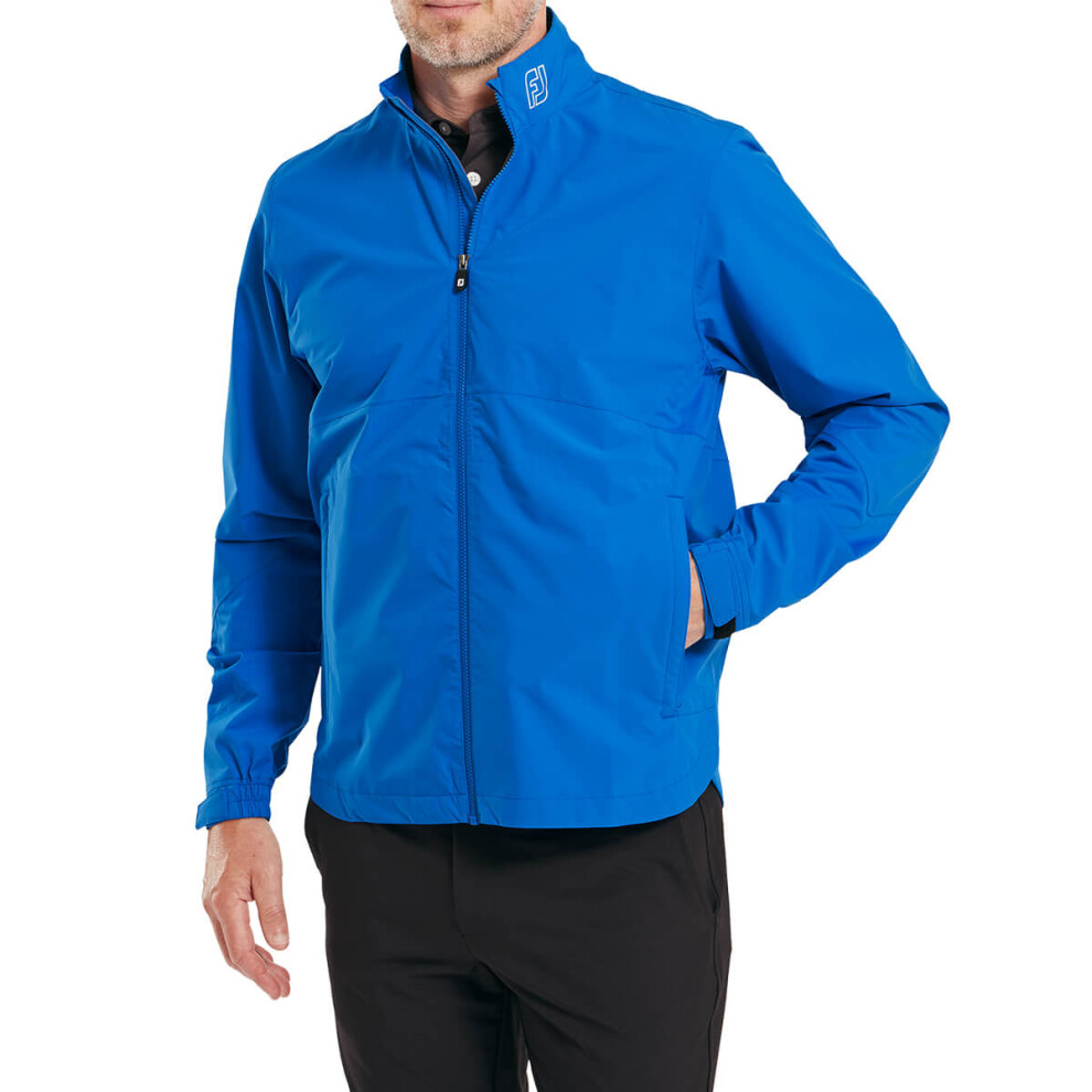 (L, Blue) Footjoy Mens 2024 HydroLite X Waterproof Stretch Breathable Packable Golf Jacket