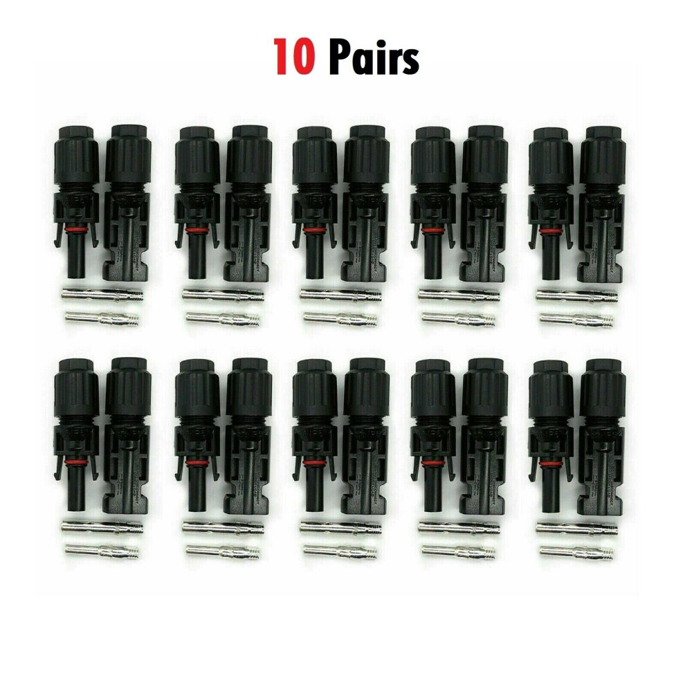 10Pairs  Solar Panel Cable Connectors Male Female Compatible with MC4