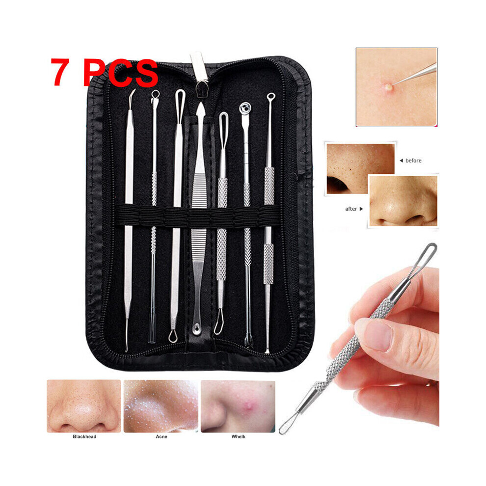 7Pcs Kit Blackhead Whitehead Pimple Spot Extractor Remover Popper Tool
