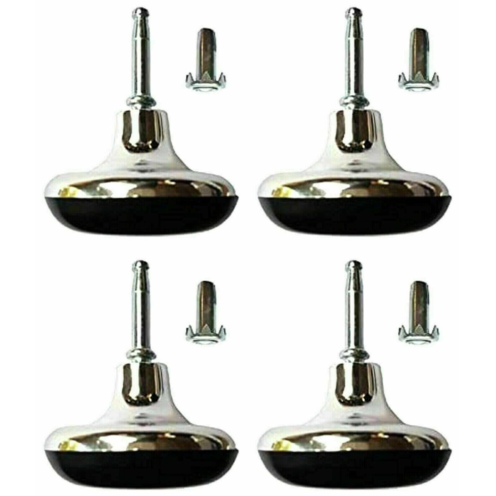 4X Furniture Feet Bed Legs Glides Castor & Insert For Divan Sofa Chair 368982724841