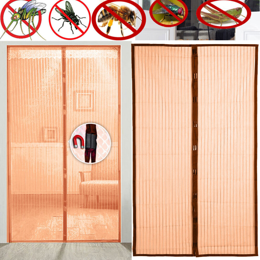 Rideau de Porte Fenêtre Filet Anti Moustique Insecte Protection Maille (Marron)
