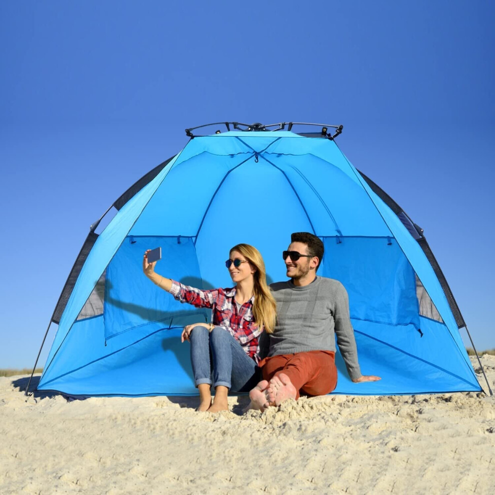 Pacific Breeze Easy Setup Beach Tent Deluxe XL with Extendable Floor