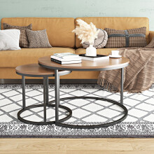 Nesting Coffee Tables Set of 2, Round Stacking Sofa Side Tables