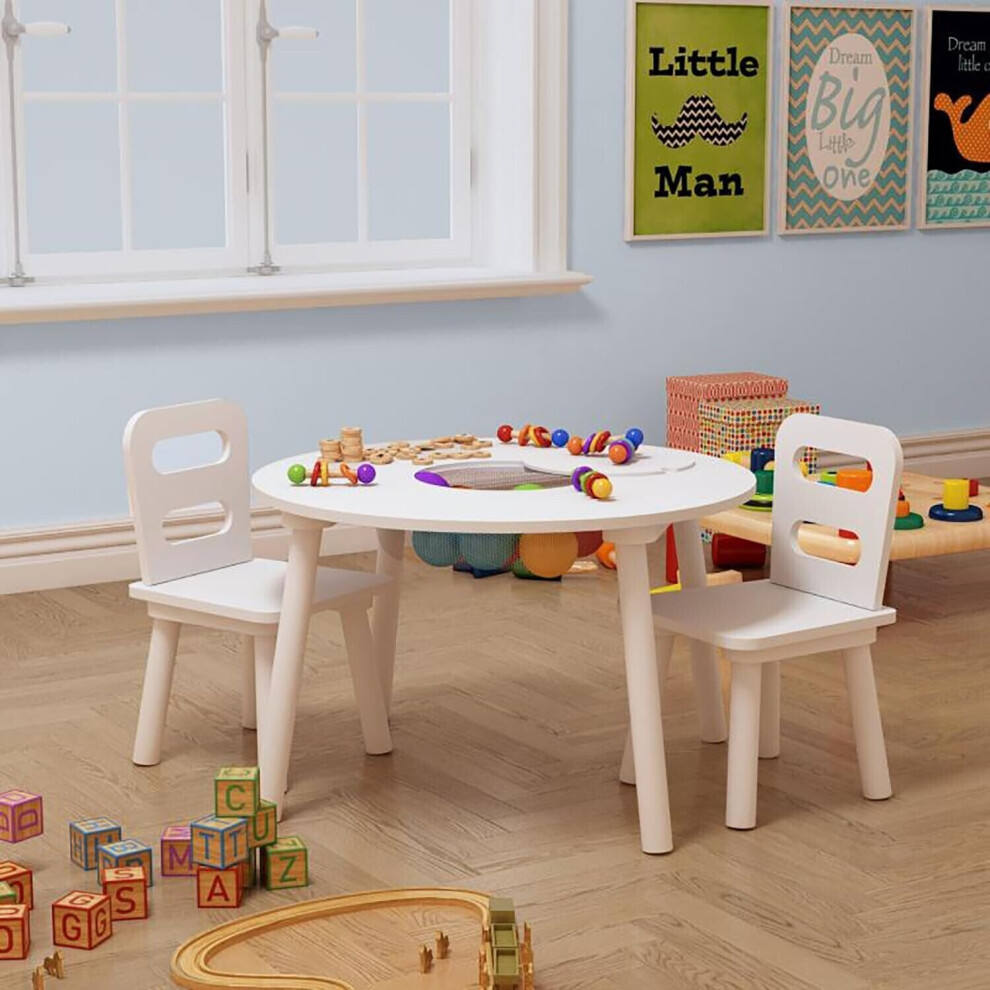 Children Table and 2 Chairs with Storage Kids Bedroom Furniture