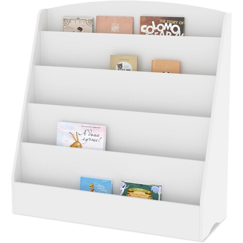 5-Shelf Kids Bookcase Storage - Anti-Tip Toy & Book Organizer, 80 cm High, Easy Assembly, Modern Safe Design
