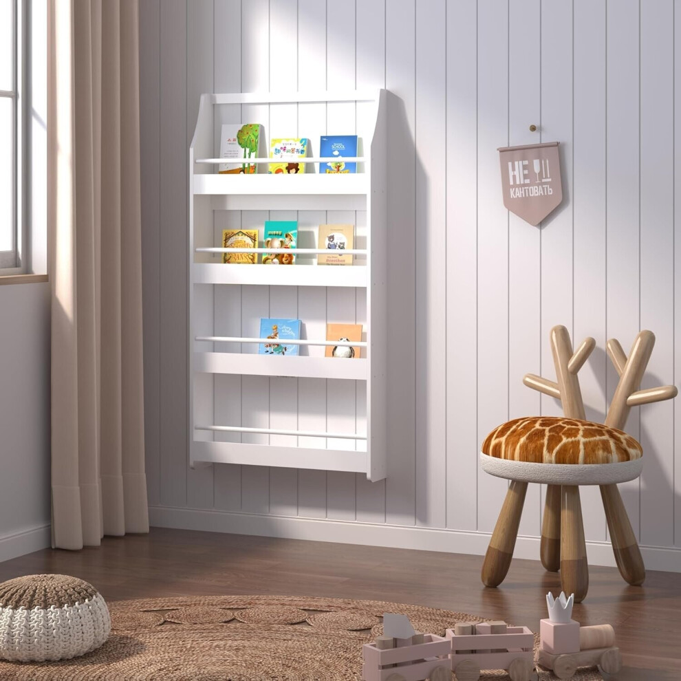 Libreria Per Bambini Scaffale A Parete Display Storage Rack Con 4 Livelli-image