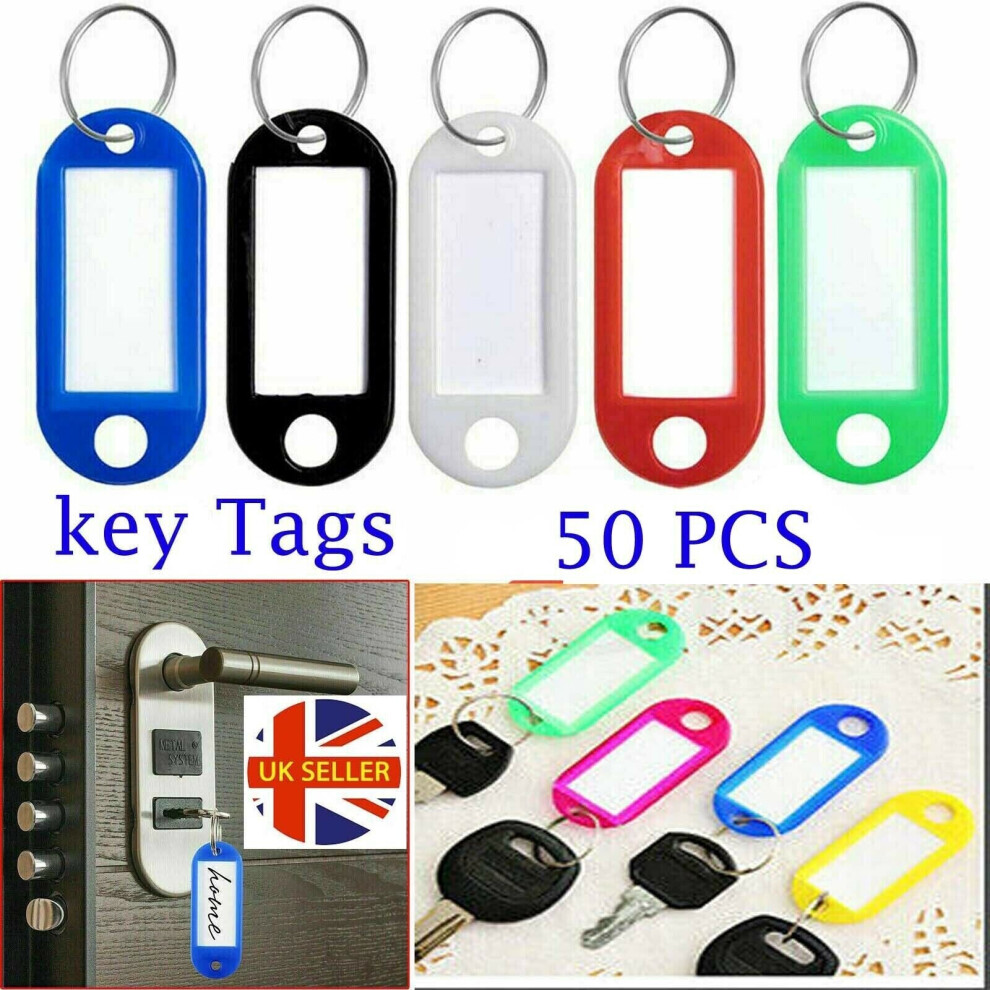 Paquete De 50 Llaveros De PlÃ¡Stico De Colores Con Anillas De Papel-image