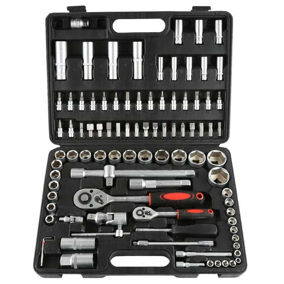 94pc 1/4" & 1/2" Socket Ratchet Screwdriver  With Garage Repair Tool