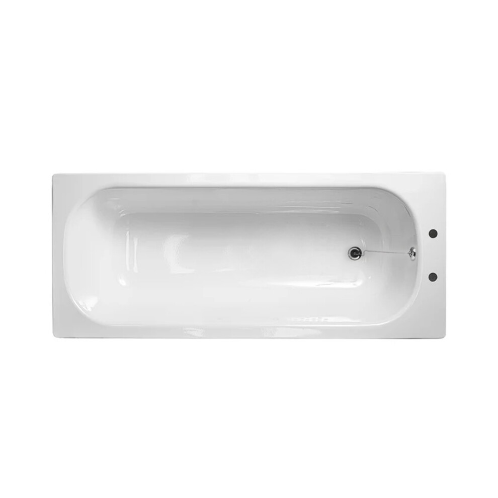 Nes Home 1600 X 700mm Steel Enamel Bath With 2 Tap Holes, Waste & Overflow