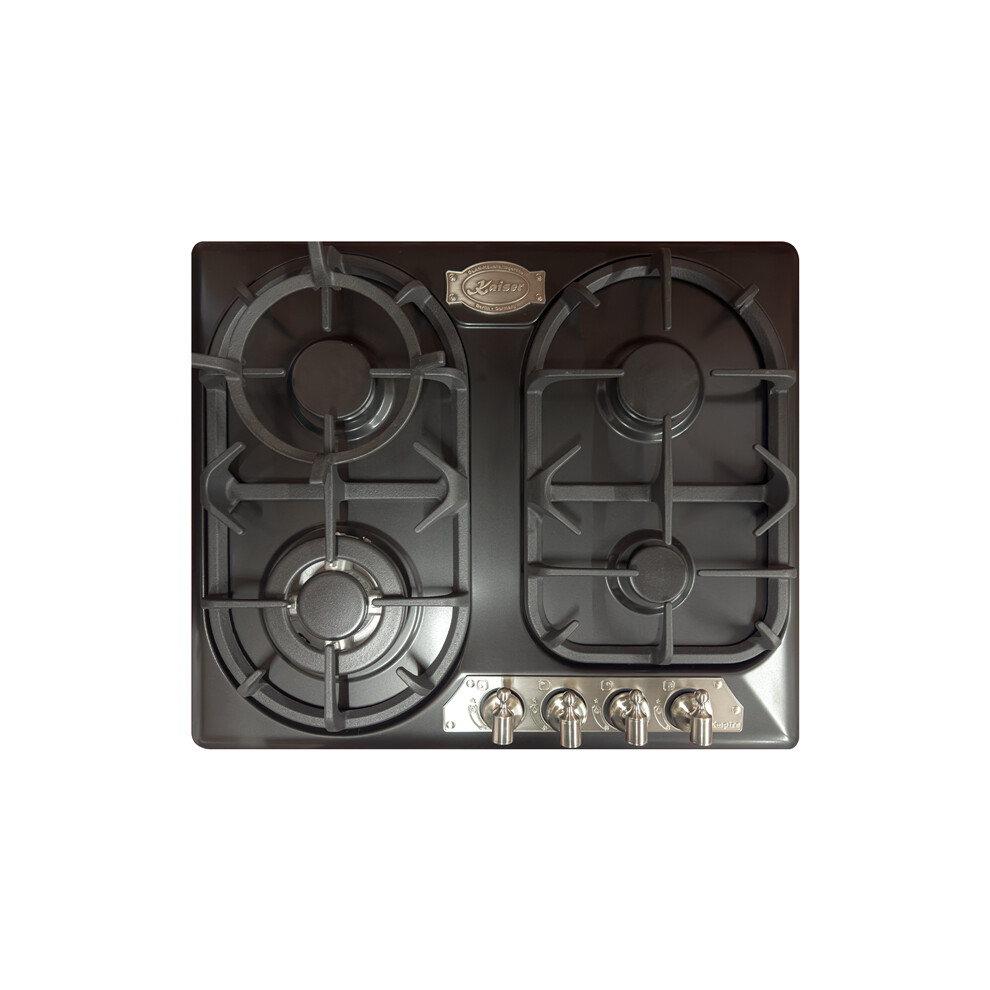 Kaiser Empire 59cm Enamelled Black Silver Cooktop | 4 Burner Gas Hob