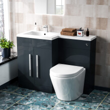 Aric Grey 1100mm LH Freestanding Vanity, WC Unit & BTW Toilet Flat Pack