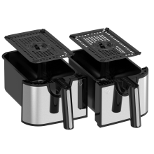 EMtronics 9L Double Air Fryer Drawer 1 (Left) and 2 (Right) - Stainless Steel