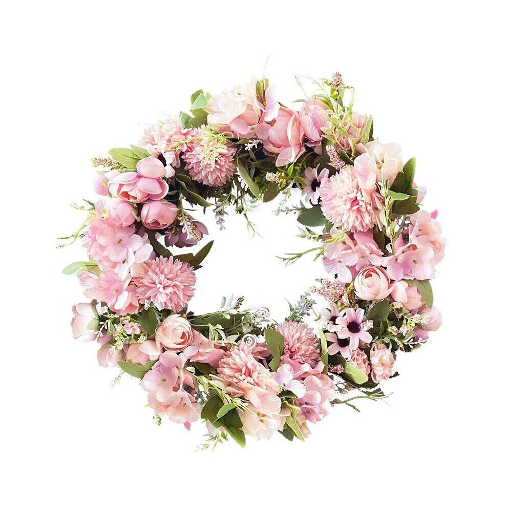 Realistic Handmade Pink Wreaths for Front Door, Window, Wedding, Wall Home Decor -17Inch Artificial Door Wreaths