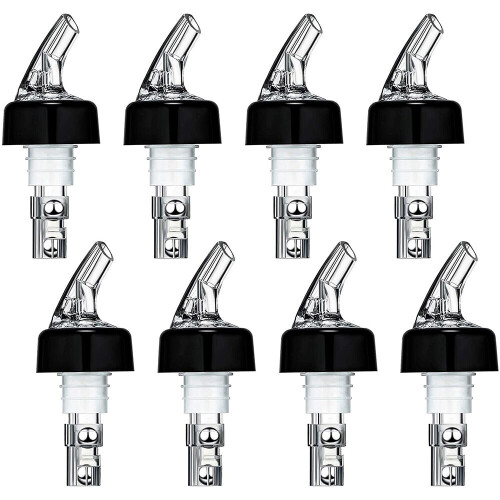 8 Pieces Automatic Measured Pourer, Spout Pourer with Tail and Collar, Liquor Pourers 1 Oz/ 30 Ml