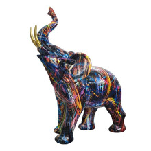 Pintura nórdica Graffiti Elefante Escultura Estatueta Arte colorida Elefante Estátua Resina Animal Estátua Decoração C