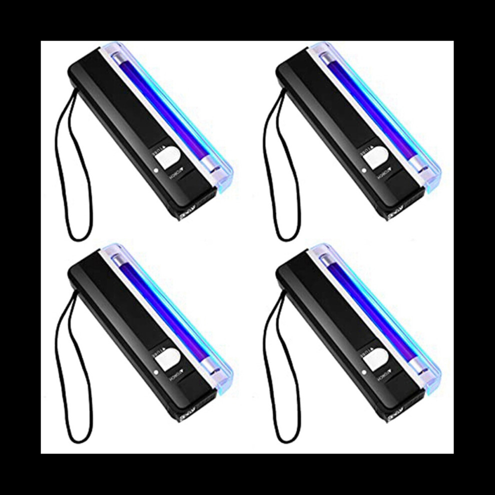4 Pcs Handheld UV Torch Portable Blacklight LED UV Light Battery Operated Bill Detector Light