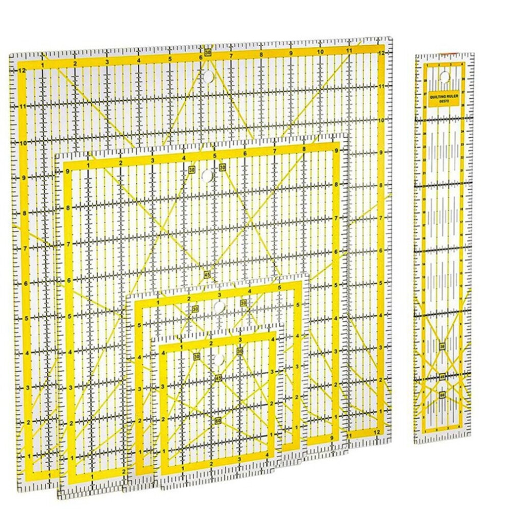 5 Pack Acrylic Quilting Ruler, Square Acrylic Quilter Ruler Fabric Cutting Ruler Clear Mark Acrylic Ruler