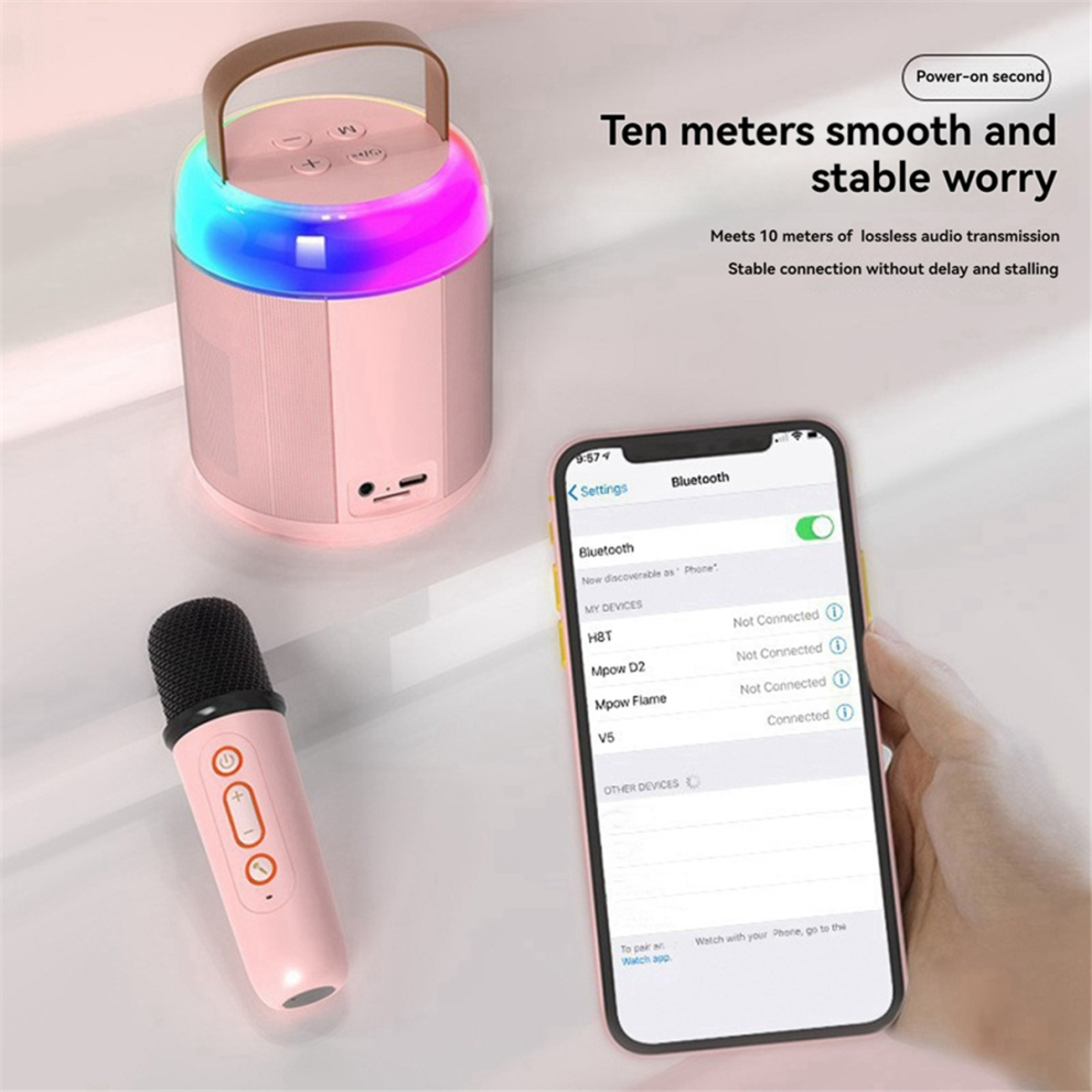 LLhappy-Portable Karaoke Machine Y2 KTV Bluetooth System Wireless Dual Microphone High-Fidelity Stereo Sound Black