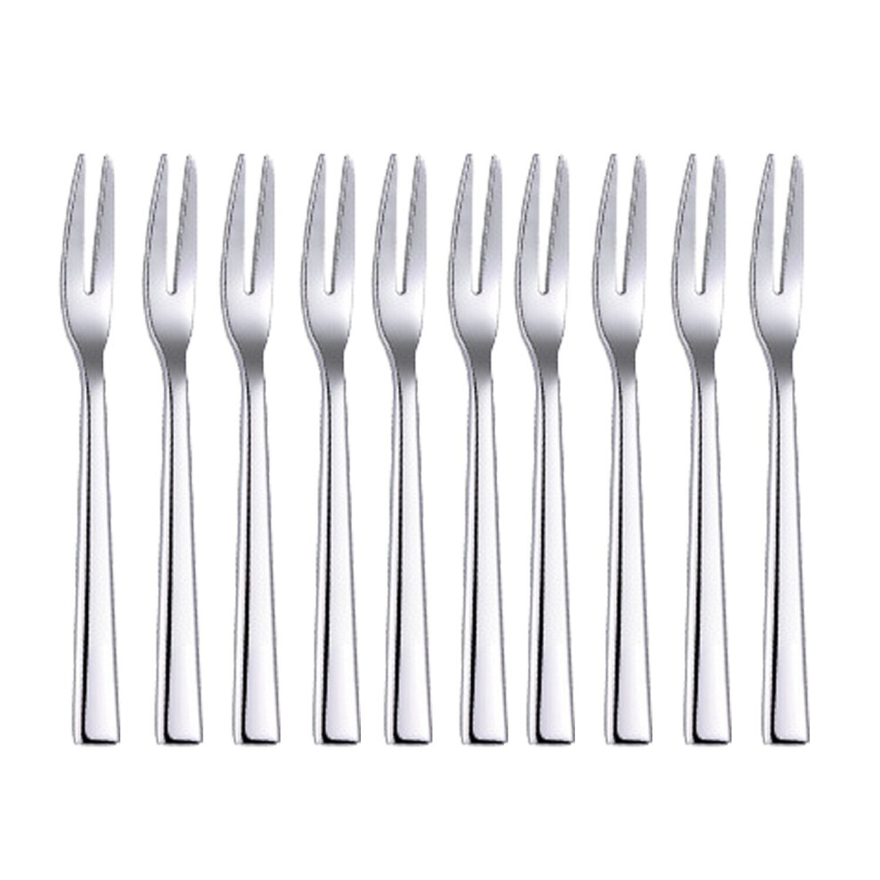 10Pcs 304 Stainless Steel Cocktail Dessert Fork Appetizer Snack Cake Fruit Forks Set
