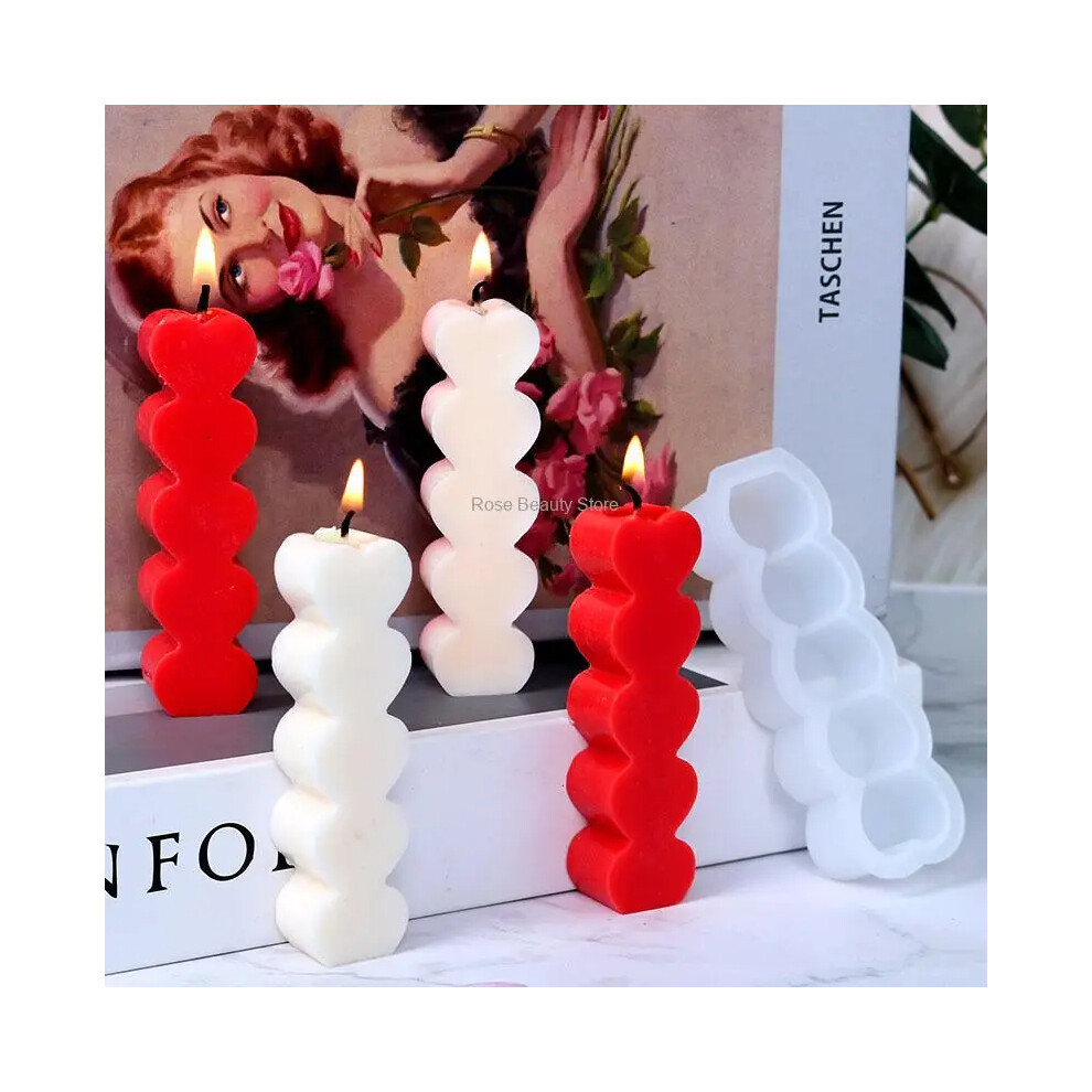 3D Love Heart Silicone Candle Mold+Free Gift
