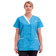 (Turquoise, L) Women's Poly Cotton Asymmetric V Neckline Tunic