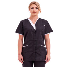 (Black, S) Women's Poly Cotton Asymmetric V Neckline Tunic