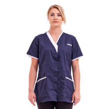 (Navy, S) Women's Poly Cotton Asymmetric V Neckline Tunic