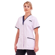 (White, M) Women's Poly Cotton Asymmetric V Neckline Tunic