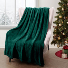 (Double Fleece Throw Blanket (150 x 200 cm), Green Blanket) Soft Large Blanket Faux Fur Fleece Throw Sofa Bed