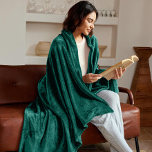 (King Fleece Throw Blanket (200 x 240 cm), Green Blanket) Soft Large Blanket Faux Fur Fleece Throw Sofa Bed