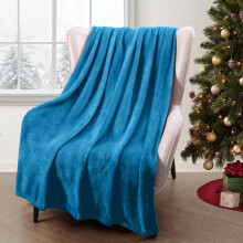 (Double Fleece Throw Blanket (150 x 200 cm), Teal Blanket) Soft Large Blanket Faux Fur Fleece Throw Sofa Bed