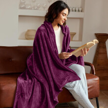 (Double Fleece Throw Blanket (150 x 200 cm), Purple Blanket) Soft Large Blanket Faux Fur Fleece Throw Sofa Bed