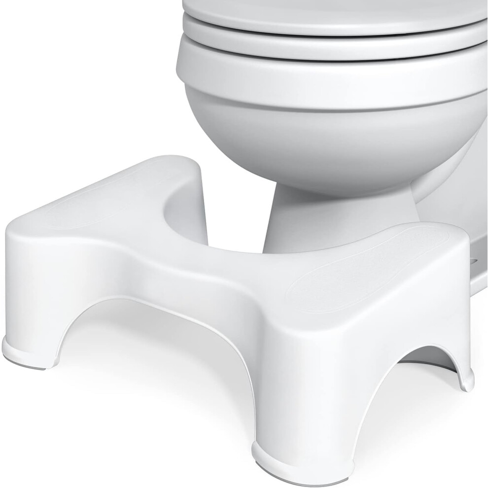 Squatting Toilet Stool Non-Slip Potty Step Stool for Adults Relieves Constipation Bloating Piles ABS Plastic Potty training Anti-Slip Bathroom (White)