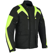 (M) Mens Motorcycle Jacket Motorbike Clothing - Black High Viz