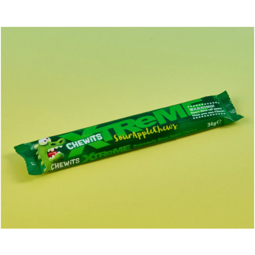 Chewits Xtreme Extremely Sour Apple Chews Packs 34g 1