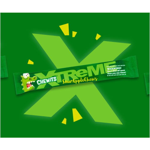Chewits Xtreme Extremely Sour Apple Chews Packs 34g 2