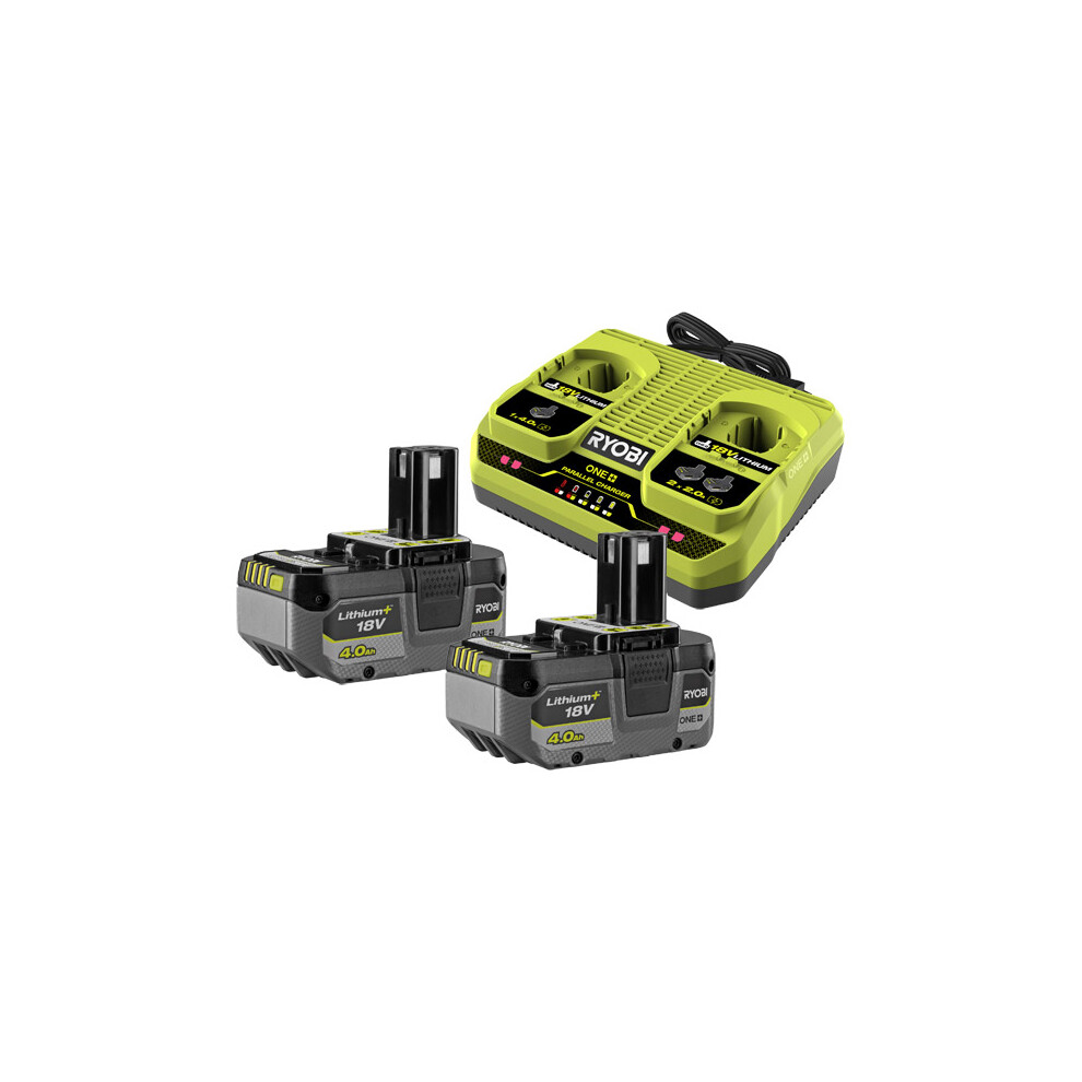 Ryobi ONE+ Dual Port Charger Kit (2x 4.0Ah) 18V RC18240-2C40L