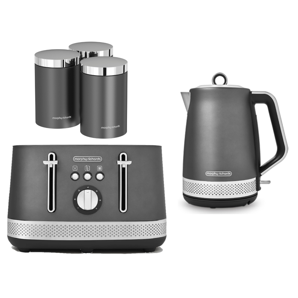 Morphy Richards Illumination Titanium Grey Kettle Toaster & Canisters