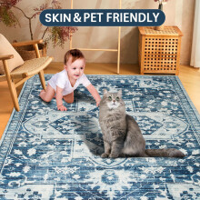 (160 x 230 cm- Large Rug Living Room Bedroom/Traditional Carpet, Tranquil Cashmere) Non Slip Rugs Living Room Traditional Carpet Rug
