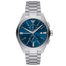 Emporio Armani AR11541 Men's Steel Blue Dial Sport Watch, 43mm Quartz, 5ATM, Stainless Steel Strap