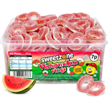Sweetzone Watermelon Rings 800g Tub - watermelon flavoured jelly sweet