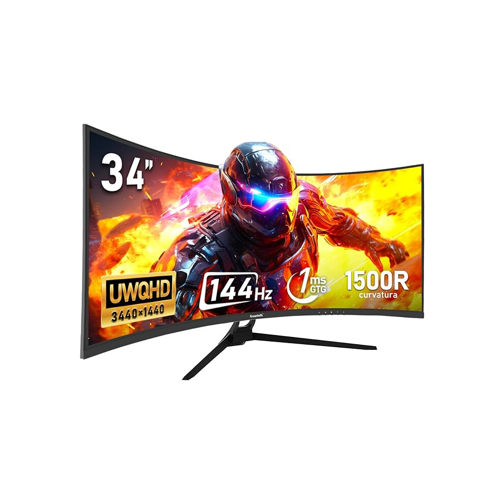 Gawfolk 34 Inch Ultrawide Curved 144Hz Gaming Computer Monitor 1500R Pc Screen 21:9 Uwqhd (3440X1440),Adaptive Sync