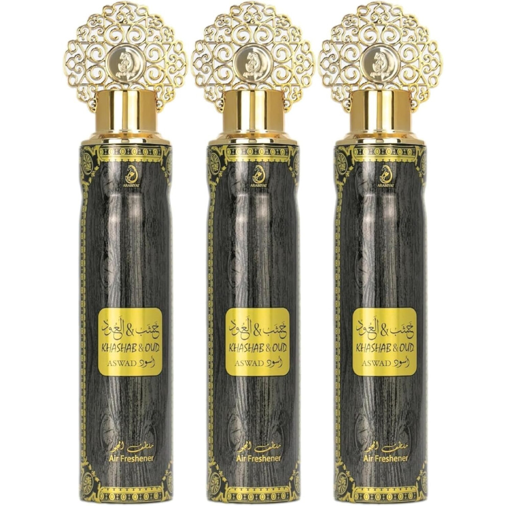 Arabiyat Khashab Oud Aswad Air Freshener, 300ml, Pack of 3 Made in UAE