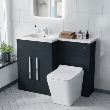 Aric Grey 1100mm LH BTW Toilet, WC Unit & Resin Basin Flat Pack