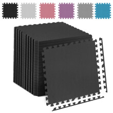 (Black, 48Pcs (192 sq.ft)) Gym Floor Mat Eva Foam Exercise Interlocking Tiles
